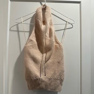ZARA‎ Halter Tan Crochet Top Size M